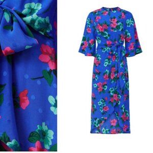 Essentiel Antwerp Floral Silk Blend Dress Size FR36, US 2 Belted 3/4 Sleeve